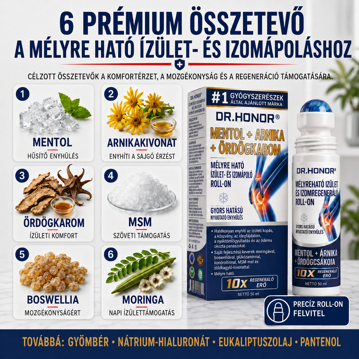 DR.HONOR® KOMPLEX ÍZÜLETI ÁPOLÁS Mélyreható regeneráló roll-on ízületekre és izmokra 🦴