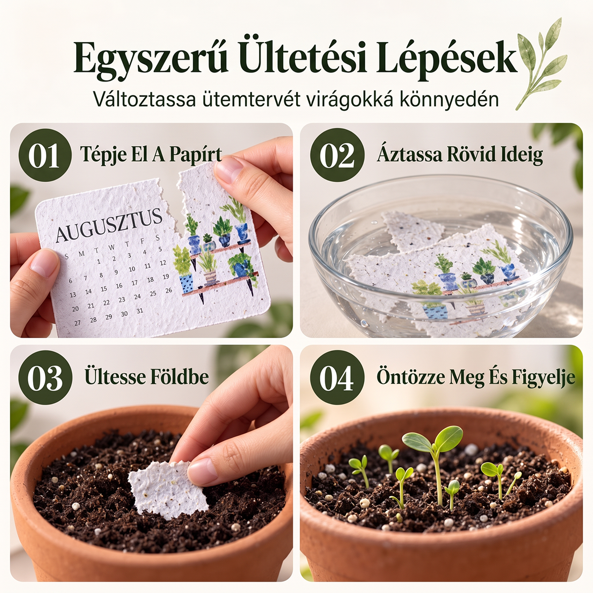 🌱 Környezetbarát, elültethető „Időtlen” Magpapír Naptár 2027