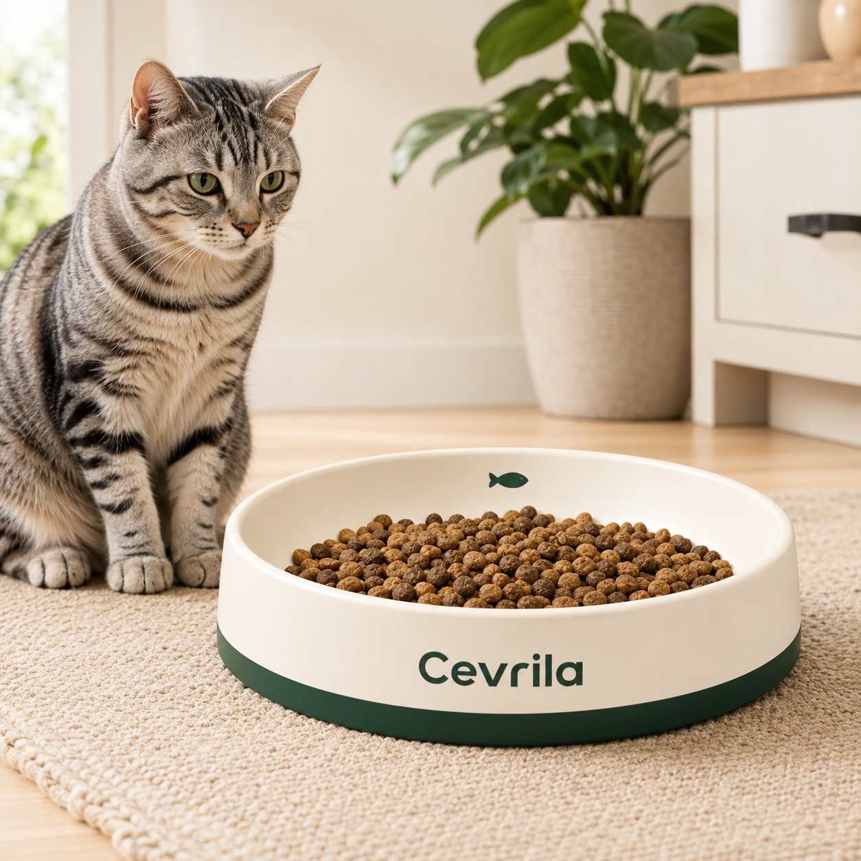 Cevrila® Whisker-Friendly Ceramic Cat Food Bowl