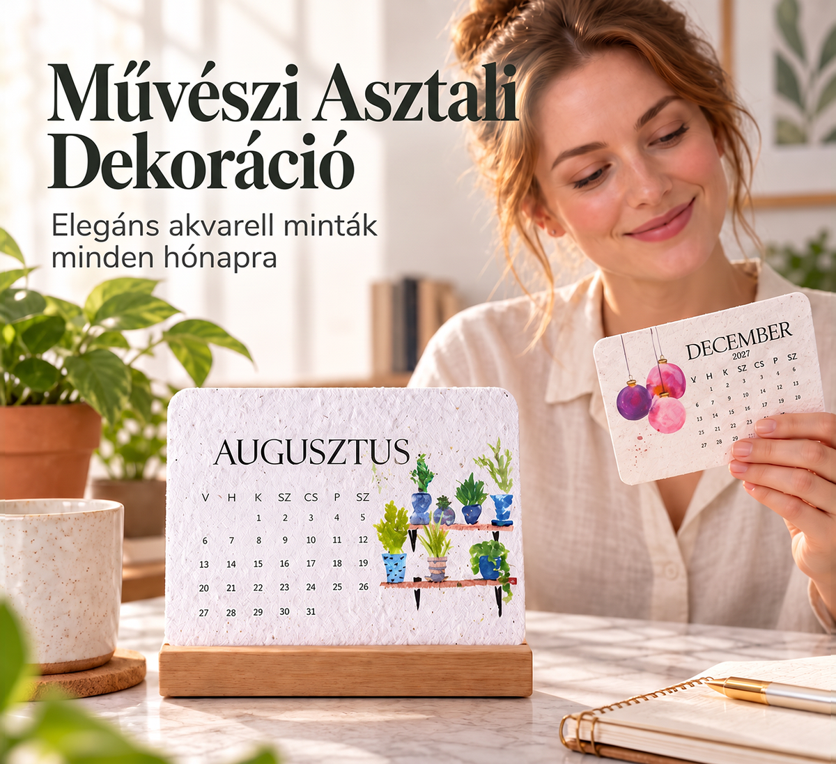 🌱 Környezetbarát, elültethető „Időtlen” Magpapír Naptár 2027