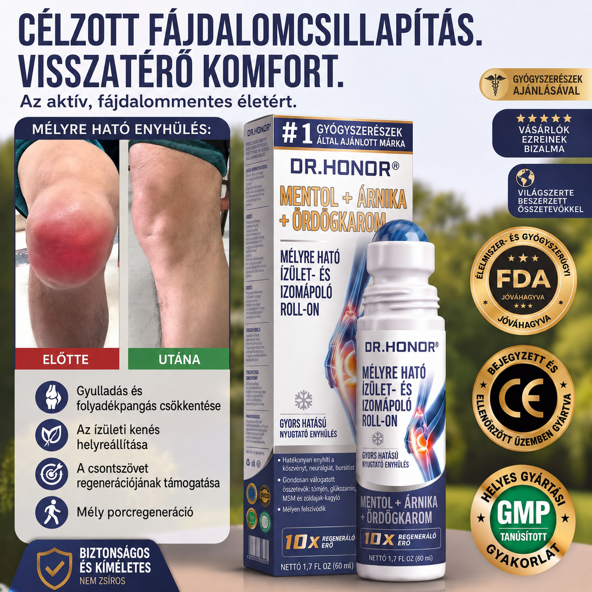 DR.HONOR® KOMPLEX ÍZÜLETI ÁPOLÁS Mélyreható regeneráló roll-on ízületekre és izmokra 🦴