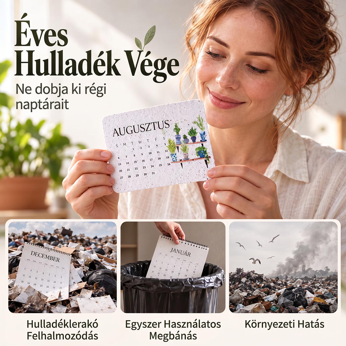 🌱 Környezetbarát, elültethető „Időtlen” Magpapír Naptár 2027