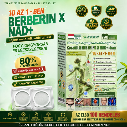 DR.HONOR® Moringa · Berberin × NAD+ 10 az 1-ben nano-mikrotűs tapasz 🇭🇺 – Naponta 1 tapasz
